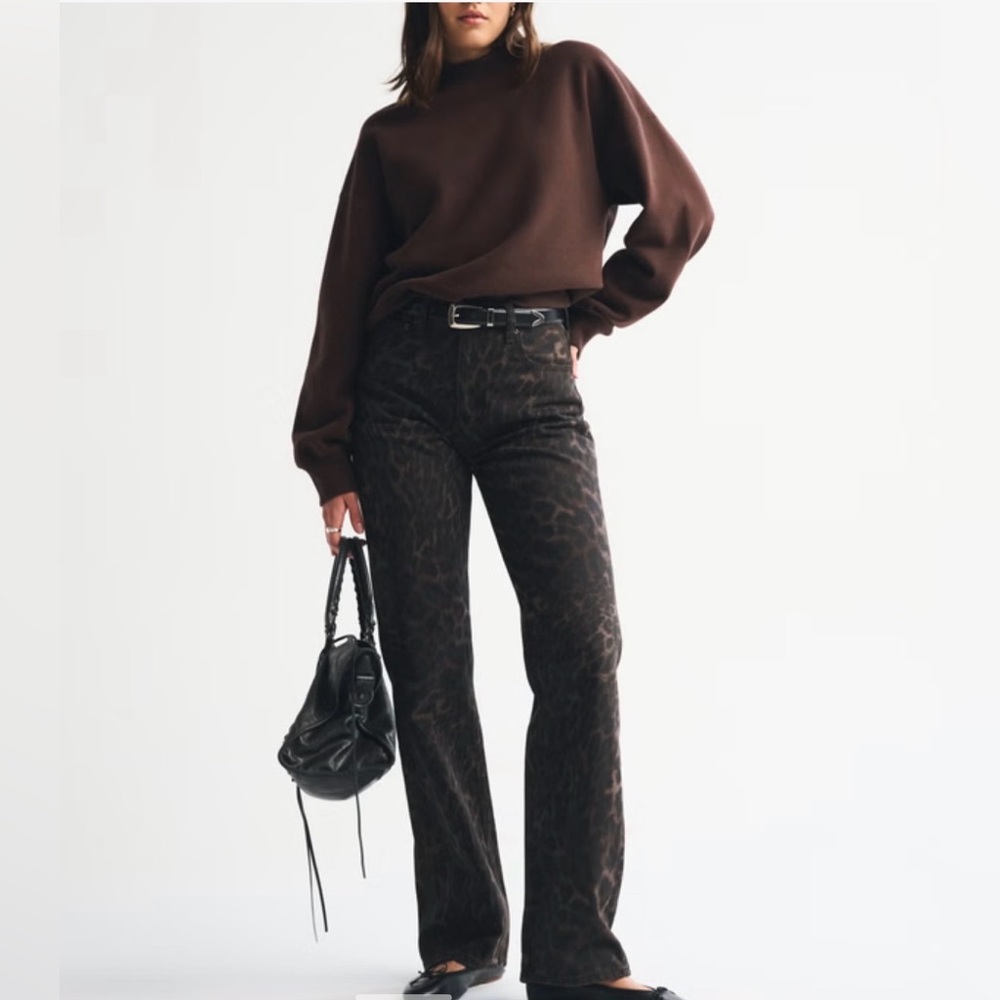 NWT Abercrombie & Fitch Sunday Mockneck Crew in Dark Coffee XS - Picture 6 of 7
